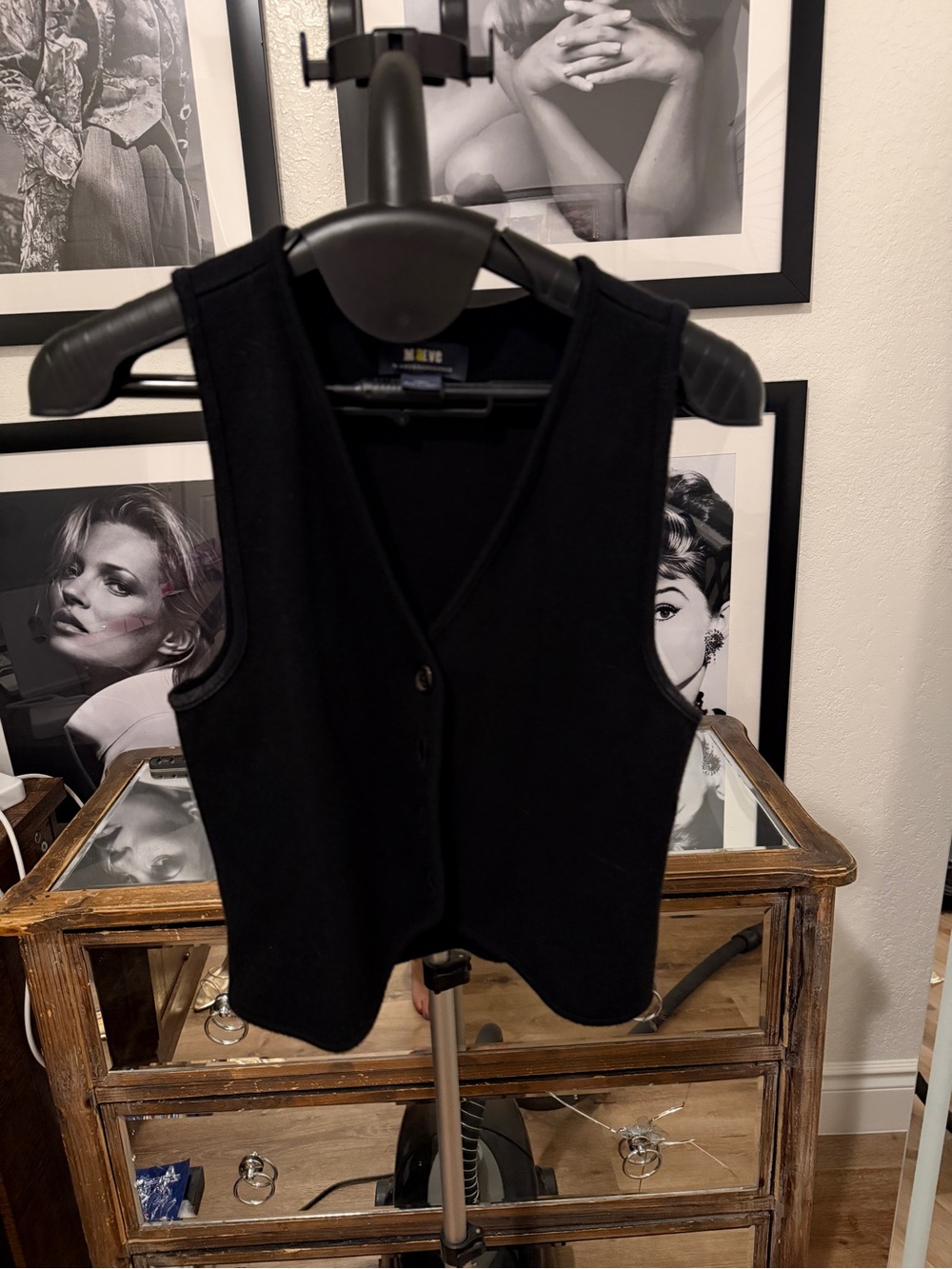 Anthropologie Black Sleeveless Button-Front Vest